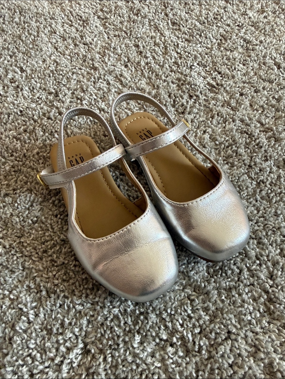GAP Kids Metallic Silver Mary Jane Flats 7